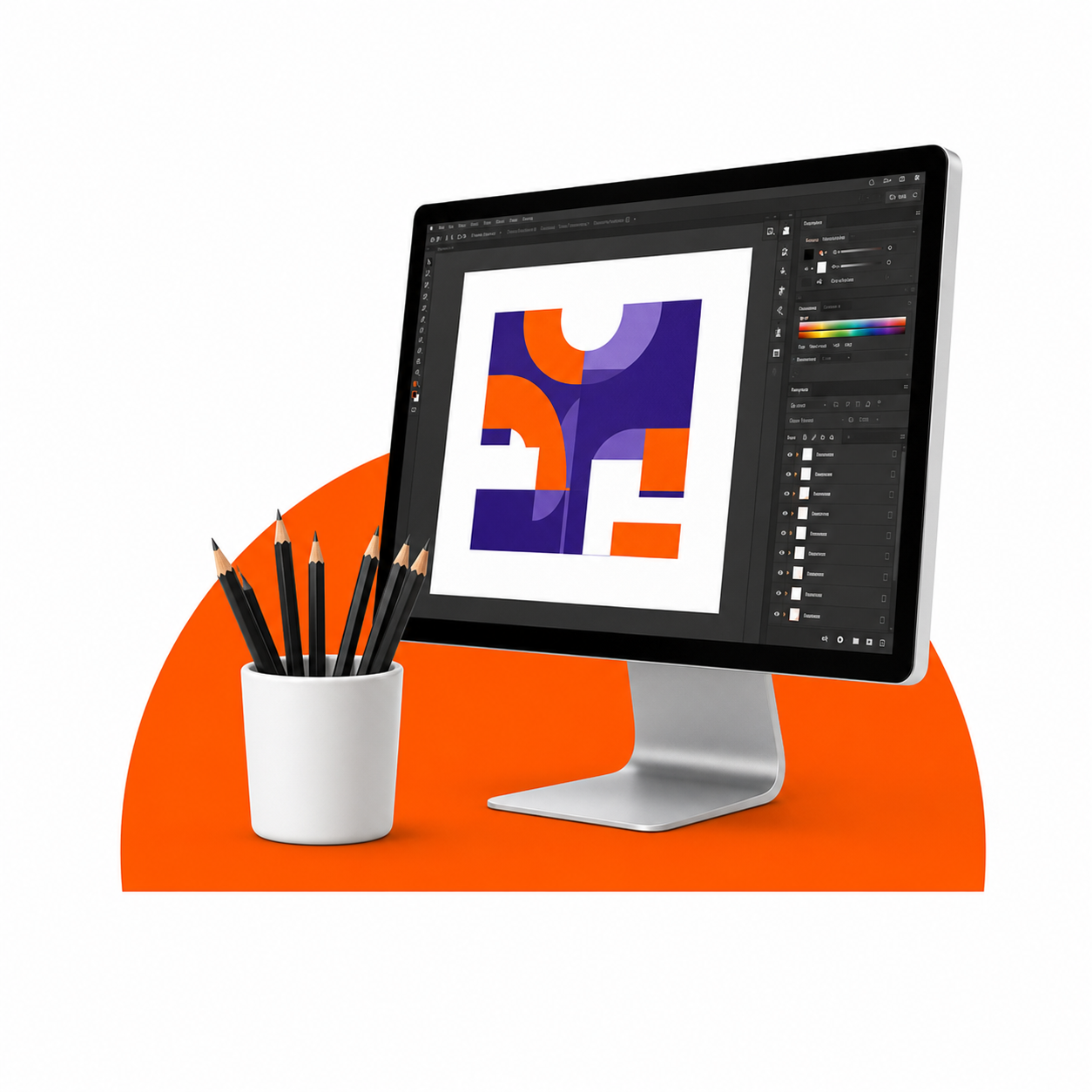 Graphic design workstation representing creation